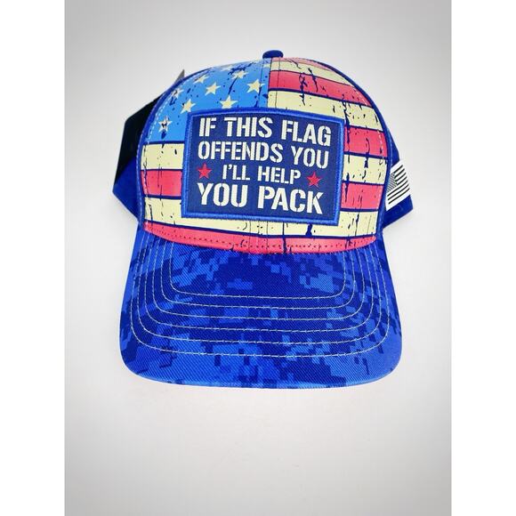 NEW If this Flag Offends You I'll Help You Pack Cap Hat US Flag Patriotic Camo - Picture 1 of 6